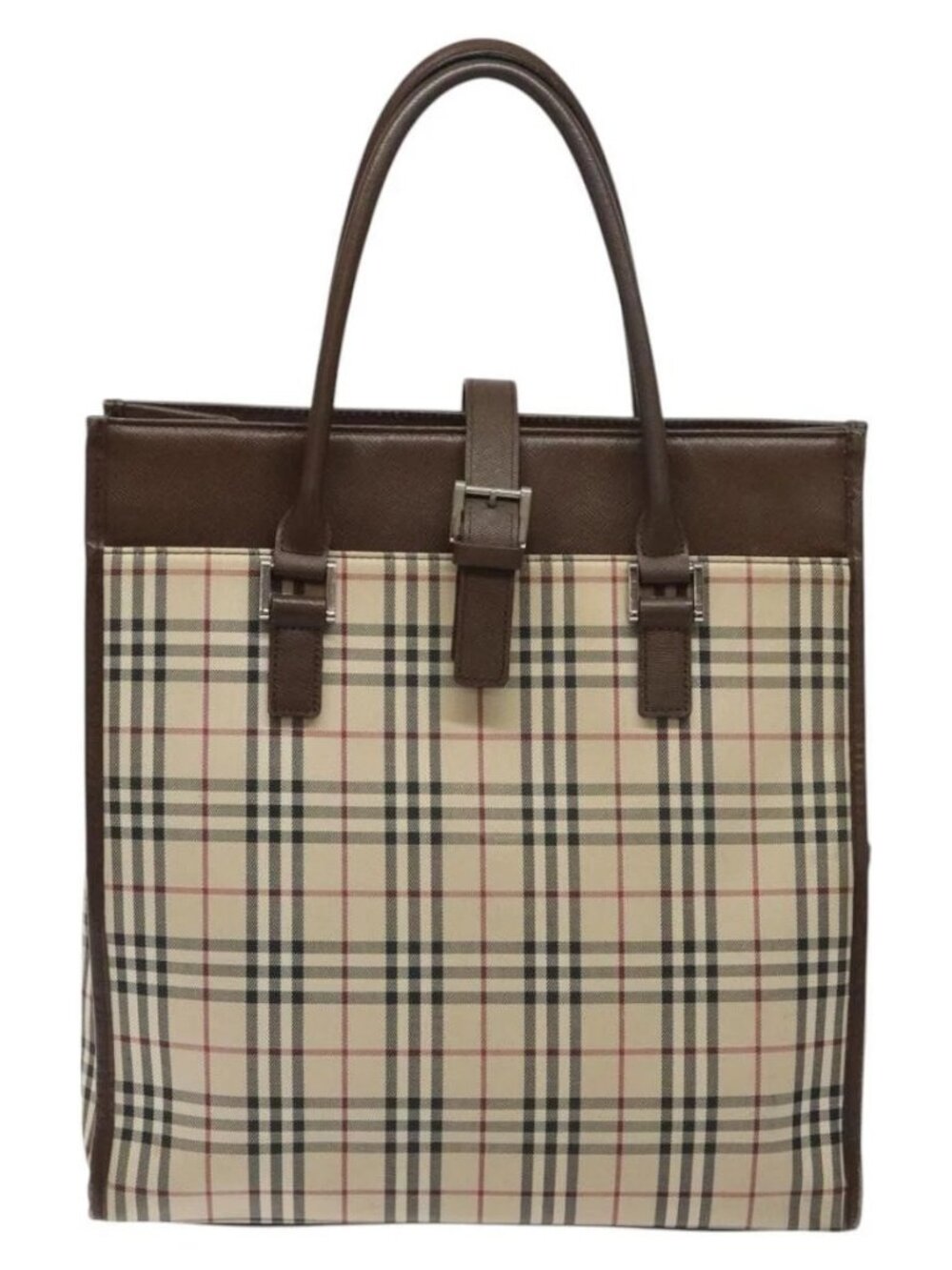 BURBERRY Nova Check Hand Bag Canvas Beige Auth 117364 - Picture 2 of 16